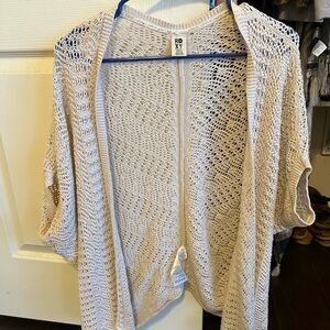 Roxy Cream Cardigan Sweater with Intricate Knit Design